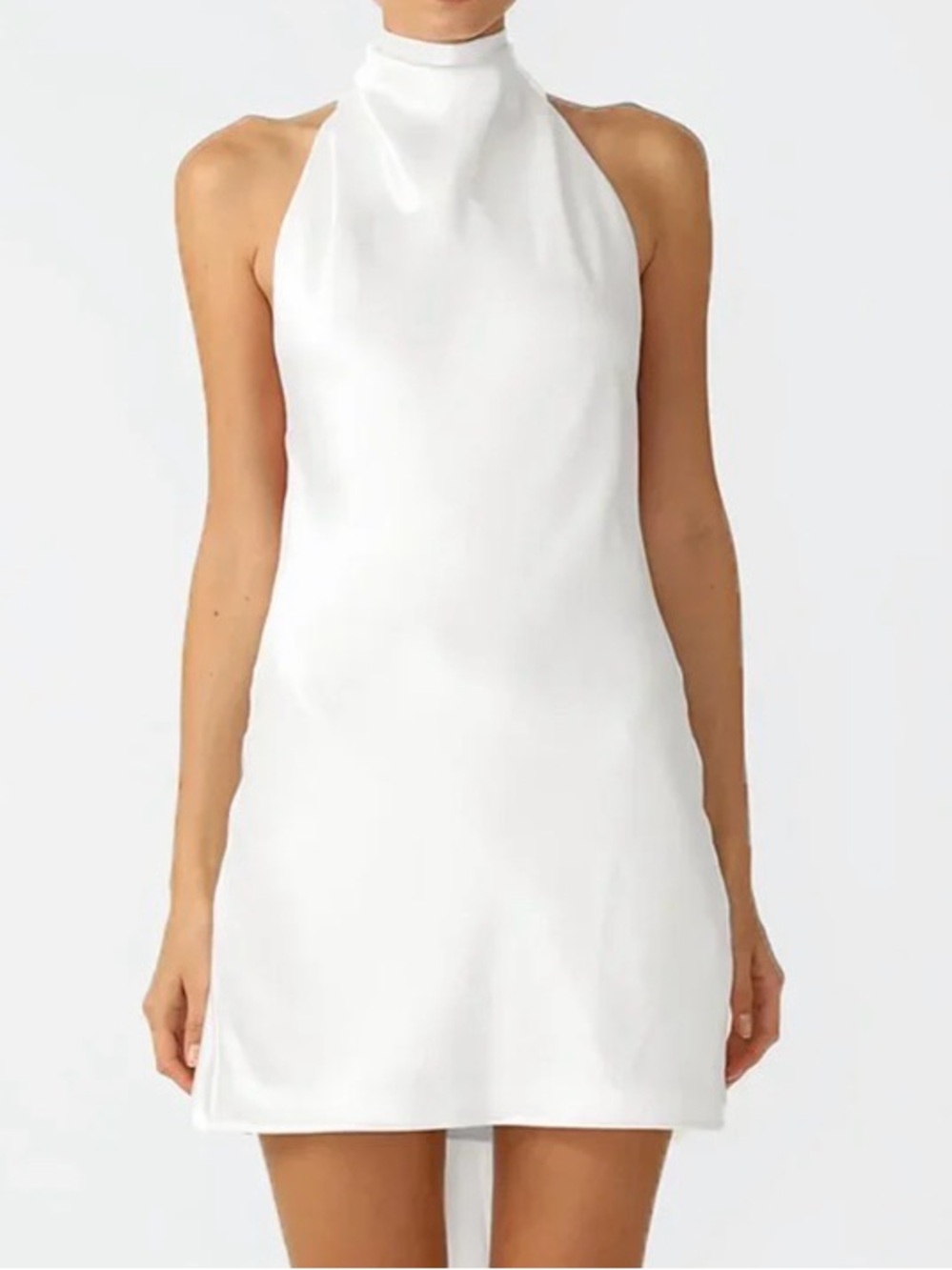 NWT SAU LEE PENNY BACKLESS SATIN white MINI DRESS